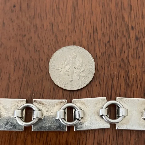 Vintage Taxco Silver Square Link Bracelet - Picture 6 of 9